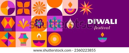 Happy Diwali, festival of light. Modern geometric minimalist design. Poster, banner and social media template. Vector concept design Royalty-Free Stock Photo #2360223855