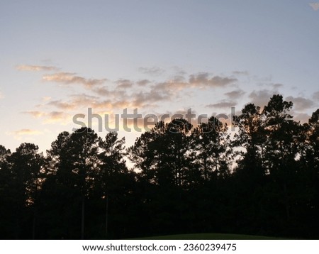 Pictures featuring the woods, forests, and landscapes in a small golf course at sunset.