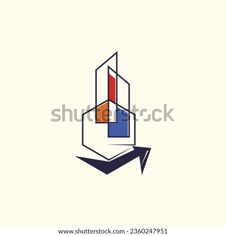 Building logo design with line art concept