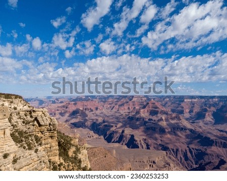 The South Rim of the Grand Canyon National Park, carved by the Colorado River in Arizona, USA. Amazing natural geological formation. The Yaki Point. Royalty-Free Stock Photo #2360253253