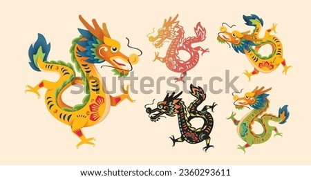 Happy Chinese New Year 2024, Dragon zodiac sign. Asian style design. Concept for traditional holiday card, banner, poster, decor element.