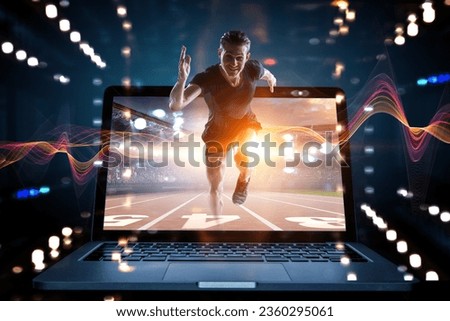 Man in sportwear running. Mixed media Royalty-Free Stock Photo #2360295061