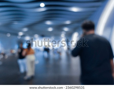 Abstract background blurred many people in the exhibition expo event or trade fair
