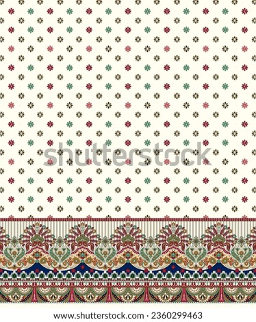 Digital Mughal design.Textile digital motif pattern ornament ethnic ikat pattern hand made artwork abstract shape wallpaper gift card frame for women's clothing front back with dupatta used in fabric