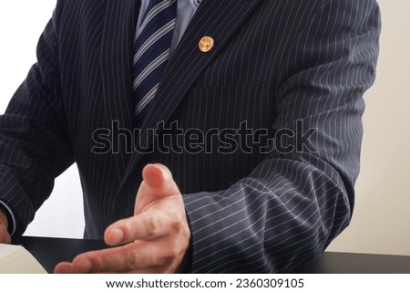 A male lawyer talking with gestures Royalty-Free Stock Photo #2360309105