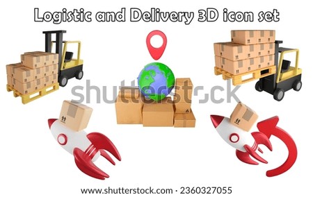 Logistic and delivery clipart element ,3D render logistic concept isolated on white background icon set No.6