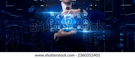 Fingerprint scan provides security access with biometrics identification.Futuristic Technology in smart business high efficiency using ai artificial intelligence,RPA,5g,big data,iot,vr,Log4j. Royalty-Free Stock Photo #2360352401