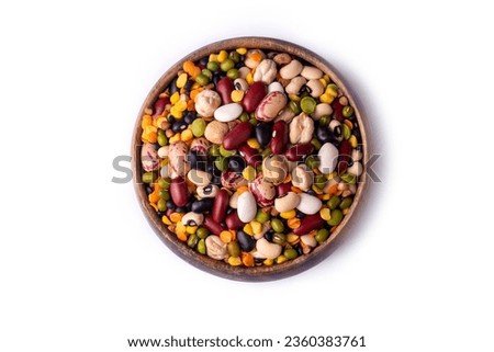 Mixed dried legumes and cereals isolated on white background Royalty-Free Stock Photo #2360383761