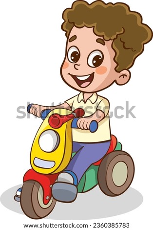 Vector Illustration Of Kid Cycling