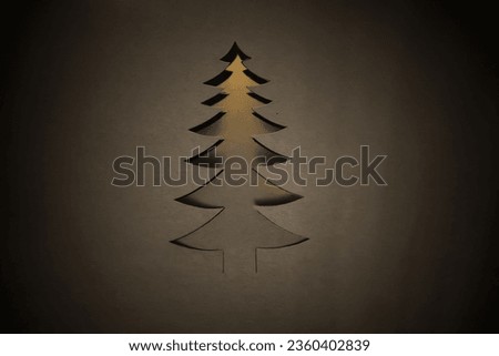 Christmas tree paper cutting design card. Christmas tree paper craft.