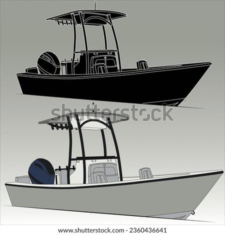 Fishing boat one color and vector illustration