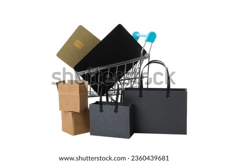 PNG, shopping cart with map isolated on white background.