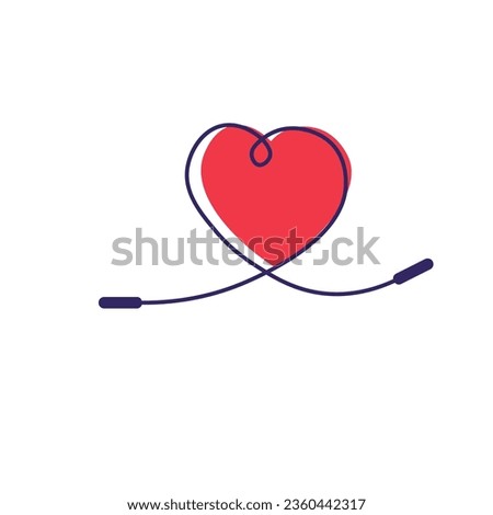 Jump rope heart shape icon. Clipart image isolated on white background