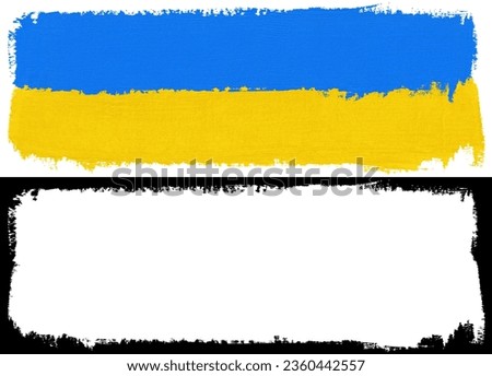 Flag of Ukraine paint brush stroke texture isolated on white background with clipping mask (alpha channel) for quick isolation.