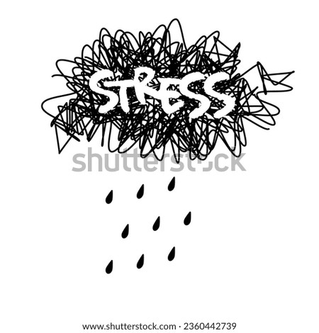 Stress messy cloud and rain icon. Clipart image isolated on white background
