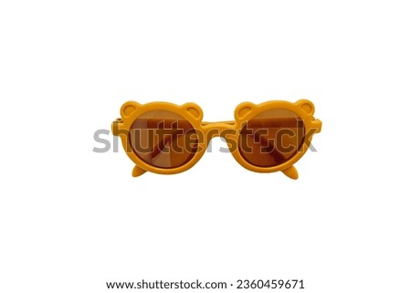 Kids Sun Glasses with orange frame and circle lens on white background