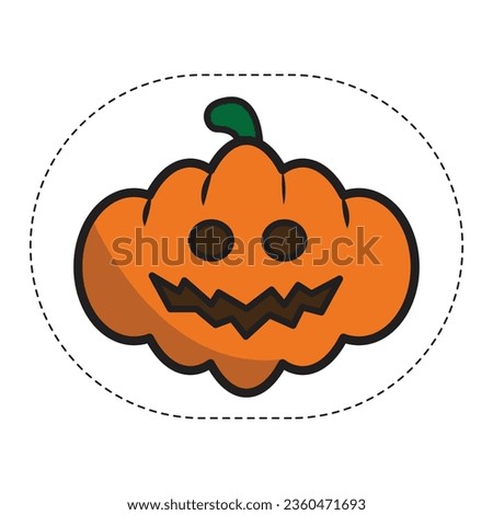 Evil Pumpkin Ghost Halloween Sticker Vector.