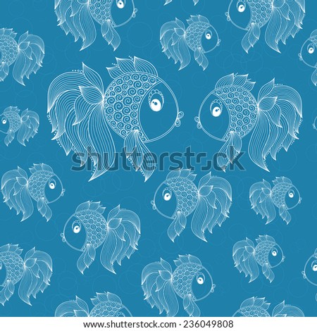 seamless pattern with fish on a blue background