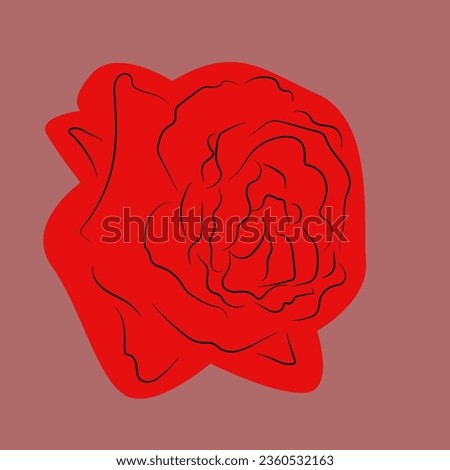 Contoured red rose on the substrate.