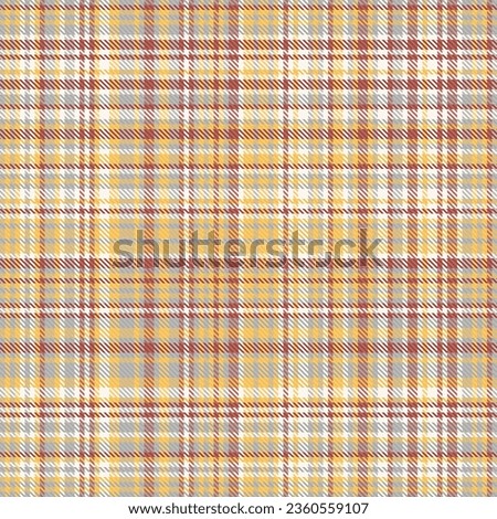 Texture background seamless of plaid textile fabric with a vector pattern check tartan in amber and sea shell colors.