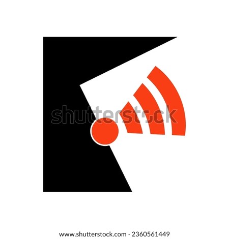 Letter F Logo Symbol Template Design Vector wifi wireless logo concept