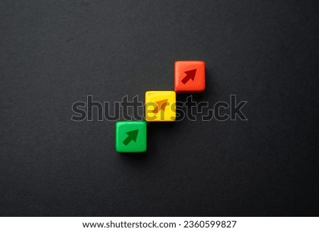 The ascent is in three stages. Passing the steps according to the instructions. On the penultimate item of the list of tasks. Current progress. Business planning. Difficulty levels. Royalty-Free Stock Photo #2360599827