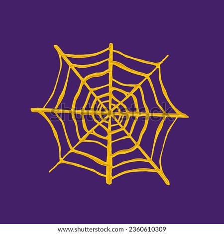 Spiderweb made of slime on purple background. Creative concept.