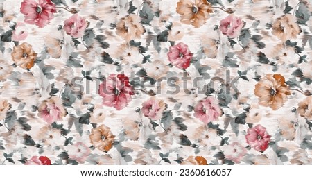 Beautiful Pattern, Floral Seamless Digital Design,Watercolor Textile Allover Abstract Design.On Background