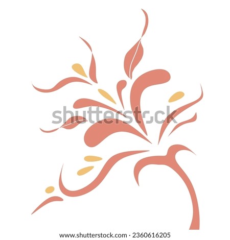 Decoration with soft pink floral motifs on a white background, vector floral ornament