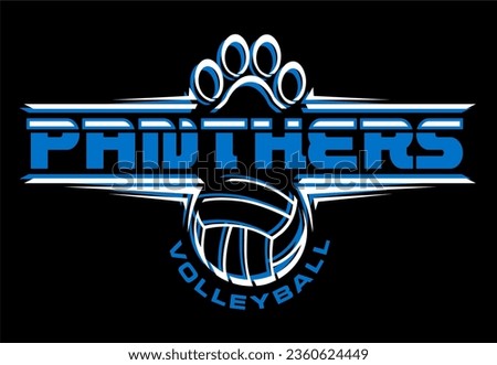 panthers volleyball team design with paw print and ball for school, college or league sports
