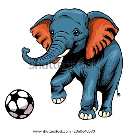 An elephant wearing a football uniform plays football