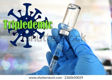 Tripledemic concept - RSV plus covid-19 coronavirus booster and flu shot combination vaccine  Royalty-Free Stock Photo #2360650029