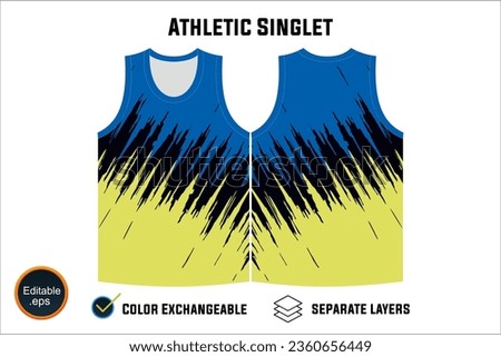 Dynamic Sleeveless Athletic Singlets and T-shirt Vector Design with Customizable Layers and Color Options