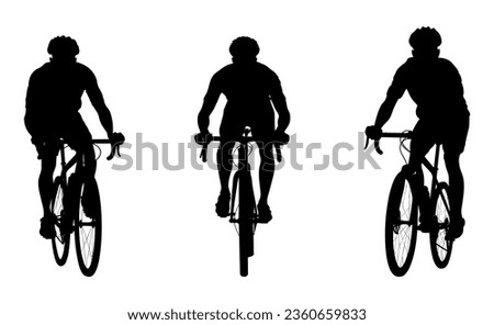set of silhouettes of people riding bicycle. cyclist front view. isolated on a background. eps 10 Royalty-Free Stock Photo #2360659833