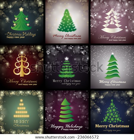 Christmas Tree Icons Set - Vector Illustration, Graphic Design Editable For Your Design 