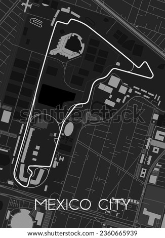 Autdromo Hermanos Rodrguez, Mexico City Track Map for Poster Wall Art Royalty-Free Stock Photo #2360665939
