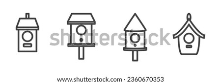 Bird houses icon set, Bird House Set, Bird House, House or Nest with Round, Curved or Hollow Sweet House. Cartoon Vector Illustration, Icon, Clip Art