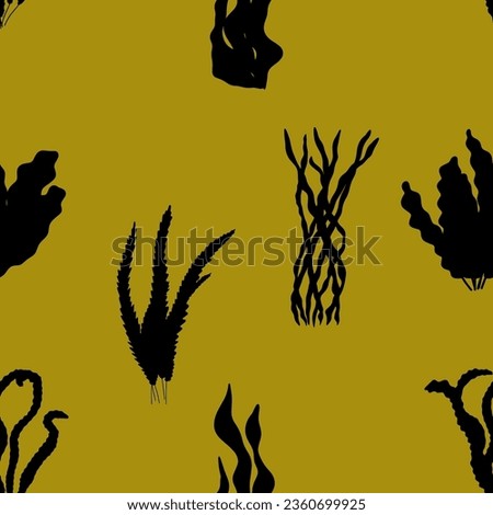 Coral. Underwater plant. Vector seamless pattern in scandinavian style. Seaweed.