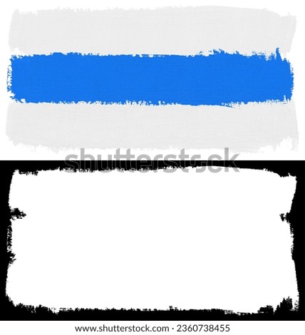 Russian anti-war flag. White-blue-white paint brush stroke texture isolated on white background with clipping mask (alpha channel) for quick isolation.