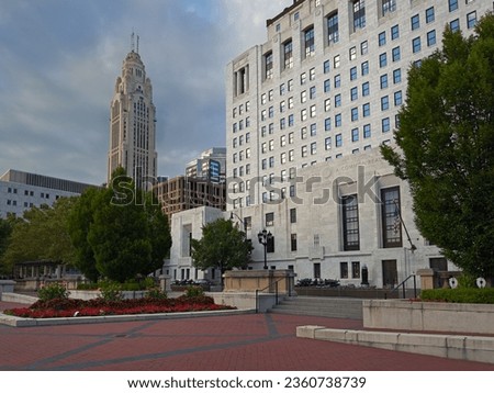 Downtown Columbus with an attractive plaza in front of the Ohio Supreme Court building