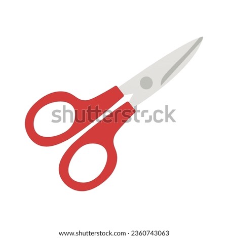 Red scissor vector illustration in flat design style, closed scissor clip art