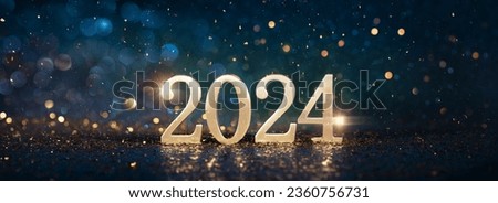Happy New Year 2024 and sparkles Royalty-Free Stock Photo #2360756731