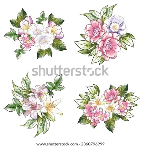 Flowers set. Collection of floral elements