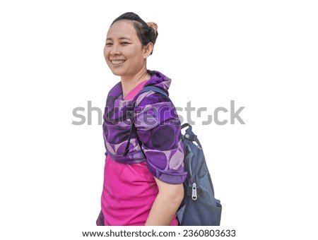 Isolated asian woman on white background.