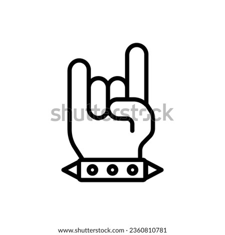 Rock Hand Gesture Outline Icon Vector Illustration