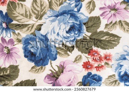 Old Japanese floral print fabric background.