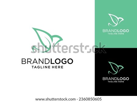  leaf bird logo design vector illustration template