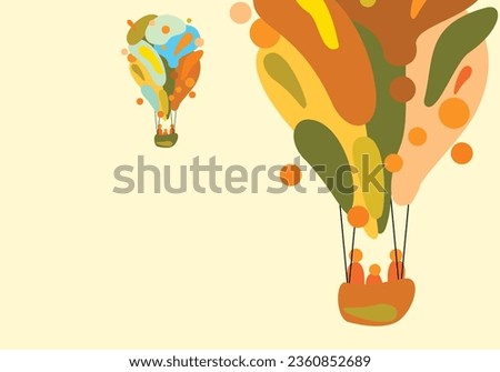 Balloon air in colorful drawing illustration. vector background. Copy space.