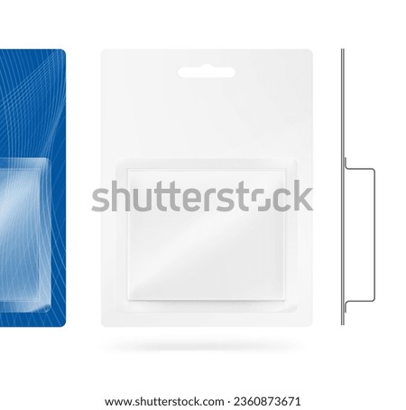 Blister package mockup. Front view. Vector illustration. Perfect for pack shot product. Easy to customise for your product. EPS10.	 Royalty-Free Stock Photo #2360873671