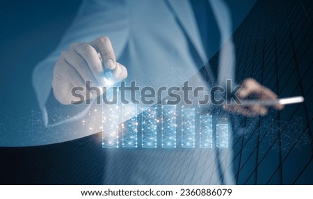 double exposure businessman Couple exposure of businessman and city with pointer, cityscape, and business organization network concept. Royalty-Free Stock Photo #2360886079